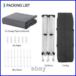 10'x20' Grey Waterproof Canopy Outdoor Tents for Parties Event Camping Wedding