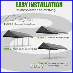 10'x20' Heavy Duty Carport, 4 Height Adjustable Carport Garage Tent Shelter
