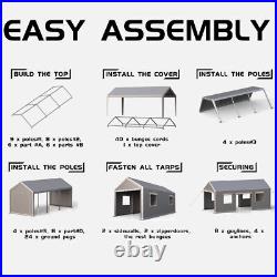 10'x20' Heavy Duty Carport Canopy Portable Garage Storage Shed Party Tent 4 Door