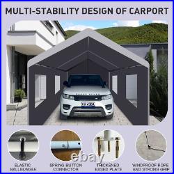 10'x20' Heavy Duty Carport Steel Canopy Tent Garage Shed With Sidewall & Doors