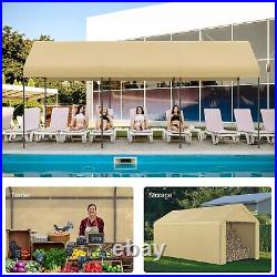 10'x20' Heavy Duty Carport with All-Season Tarp Portable Canopy For Car, Truck