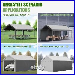 10'x20' Heavy Duty Carport with2 doors&Sidewalls, Portable Garage Tent Car Canopy