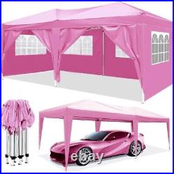 10'x20' Pop Up Canopy Heavy Duty Pink Gazebo Outdoor Tent with Roller Bag