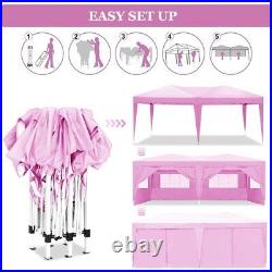 10'x20' Pop Up Canopy Heavy Duty Pink Gazebo Outdoor Tent with Roller Bag