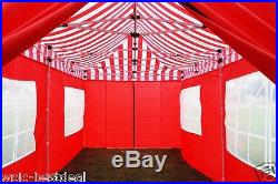 10'x20' Pop Up Canopy Party Tent EZ Red Stripe F Model Upgraded Frame