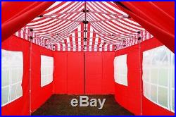 10'x20' Pop Up Canopy Party Tent Red Stripe F Model Upgraded Frame