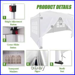 10'x20' Pop Up Canopy Tent with6 Sidewalls, Instant Shade for Party Beach White