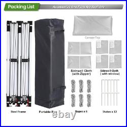 10'x20' Pop Up Canopy Tent with6 Sidewalls, Instant Shade for Party Beach White