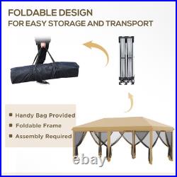 10'x20' Pop Up Party Tent Gazebo Wedding Canopy with 6 Sidewalls, Cream White