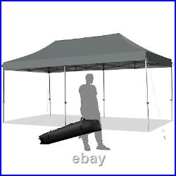 10'x20' Pop up Canopy Tent Folding Heavy Duty Sun Shelter Adjustable WithBag Grey