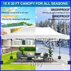 10'x20' Pop up Canopy Tent Waterproof UPF50+ Heavy Duty Gazebo Thickened Frame