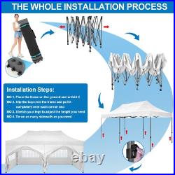 10'x20' Pop up Canopy Tent Waterproof UPF50+ Heavy Duty Gazebo Thickened Frame
