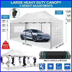 10'x20' Pop up Canopy Tent Waterproof UPF50+ Heavy Duty Gazebo Thickened Frame