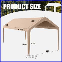 10'x20' Waterproof Carport Canopy Cover with UV Protection Light Brown