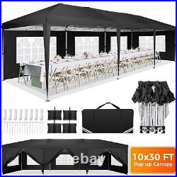 10'x30' Canopy Pop up Party Tent Outdoor Event Instant Shelter Tent Gazebo Black