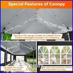 10'x30' Canopy Pop up Party Tent Outdoor Event Instant Shelter Tent Gazebo Black