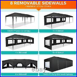 10'x30' Canopy Pop up Party Tent Outdoor Event Instant Shelter Tent Gazebo Black