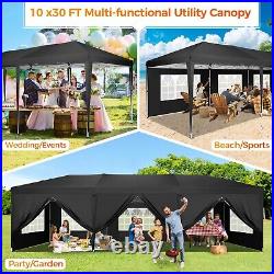 10'x30' Canopy Pop up Party Tent Outdoor Event Instant Shelter Tent Gazebo Black