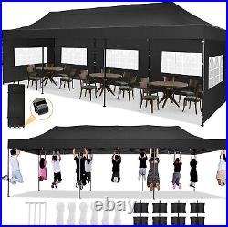 10'x30' Outdoor Canopy Heavy Duty Gazebo Commercial Party Tent with 8Walls Black