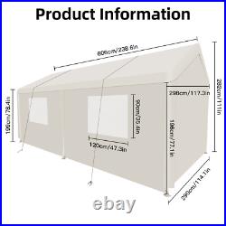 10'x30' Outdoor White Carport Heavy Duty Canopy Shed Garage Storage Shelter