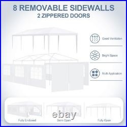 10'x30' Party Tent Waterproof Outdoor Event Canopy White Gazebo with 8 Sidewalls