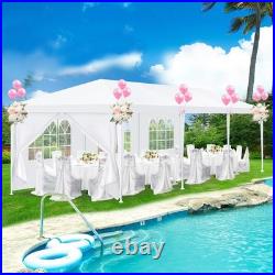 10'x30' Party Tent Waterproof Outdoor Event Canopy White Gazebo with 8 Sidewalls