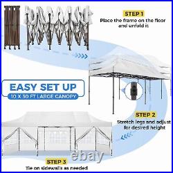 10'x30' Pop Up Canopy Tent Heavy Duty Commercial Gazebo Outdoor Sun Shelter Tent