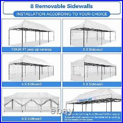 10'x30' Pop Up Canopy Tent Heavy Duty Commercial Gazebo Outdoor Sun Shelter Tent