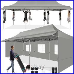 10'x30' Pop Up Canopy Tent with Awning Heavy Duty Waterproof Commercial Gazebo