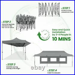 10'x30' Pop Up Canopy Tent with Awning Heavy Duty Waterproof Commercial Gazebo
