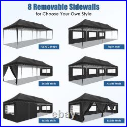 10'x30' Pop up Canopy Heavy Duty Gazebo Waterproof Tent with Sidewalls & Sandbags