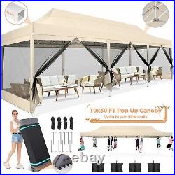 10'x30' Pop up Canopy Heavy Duty Tent with Mosquito Net Outdoor Instant Gazebo