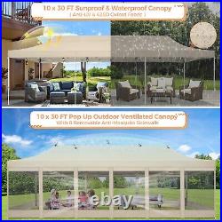 10'x30' Pop up Canopy Heavy Duty Tent with Mosquito Net Outdoor Instant Gazebo