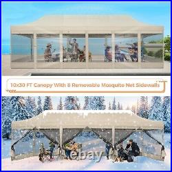 10'x30' Pop up Canopy Heavy Duty Tent with Mosquito Net Outdoor Instant Gazebo