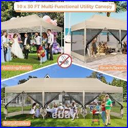 10'x30' Pop up Canopy Heavy Duty Tent with Mosquito Net Outdoor Instant Gazebo