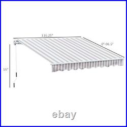 10'x8' Manual Patio Retractable Awning Outdoor Sun Shade for Window Front Door