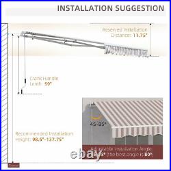 10'x8' Manual Patio Retractable Awning Outdoor Sun Shade for Window Front Door