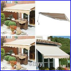 10'x8' Manual Retractable Patio Awning Outdoor Sun Shade Canopy, Tan