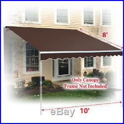10'x8' Manual Yard Retractable Patio Deck Window Awning Canopy w Frame and Cover