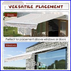 10'x8' Retractable Sun Shade Patio/Window Awning, Polyester Fabric, Beige