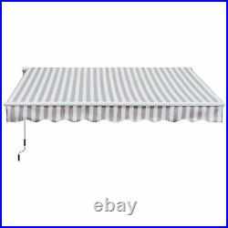 10'x8' Retractable Sun Shade Patio/Window Awning, Polyester Fabric, Beige