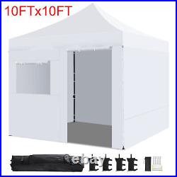 10FT x10 FT Pop Up Commercial Canopy Tent with 4 Removable Sidewalls &Roller Bag