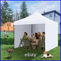 10FT x10 FT Pop Up Commercial Canopy Tent with 4 Removable Sidewalls &Roller Bag