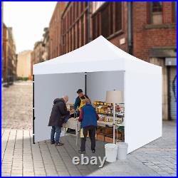 10FT x10 FT Pop Up Commercial Canopy Tent with 4 Removable Sidewalls &Roller Bag