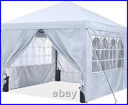 10X10 Pop Up Canopy Tent Enclosed Instant Canopy Shelter, 4 Weight Bags, White