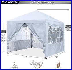 10X10 Pop Up Canopy Tent Enclosed Instant Canopy Shelter, 4 Weight Bags, White