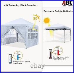 10X10 Pop Up Canopy Tent Enclosed Instant Canopy Shelter, 4 Weight Bags, White