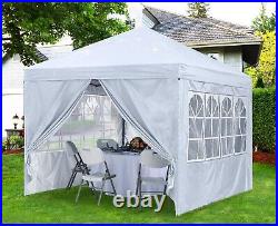 10X10 Pop Up Canopy Tent Enclosed Instant Canopy Shelter, 4 Weight Bags, White