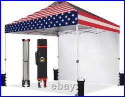 10X10 Pop up Canopy with 1 Side Wall Beach Tent with One Push Setup Outdoor