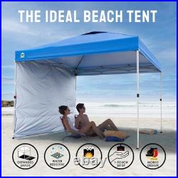 10X10 Pop up Canopy with 1 Side Wall Beach Tent with One Push Setup Outdoor
